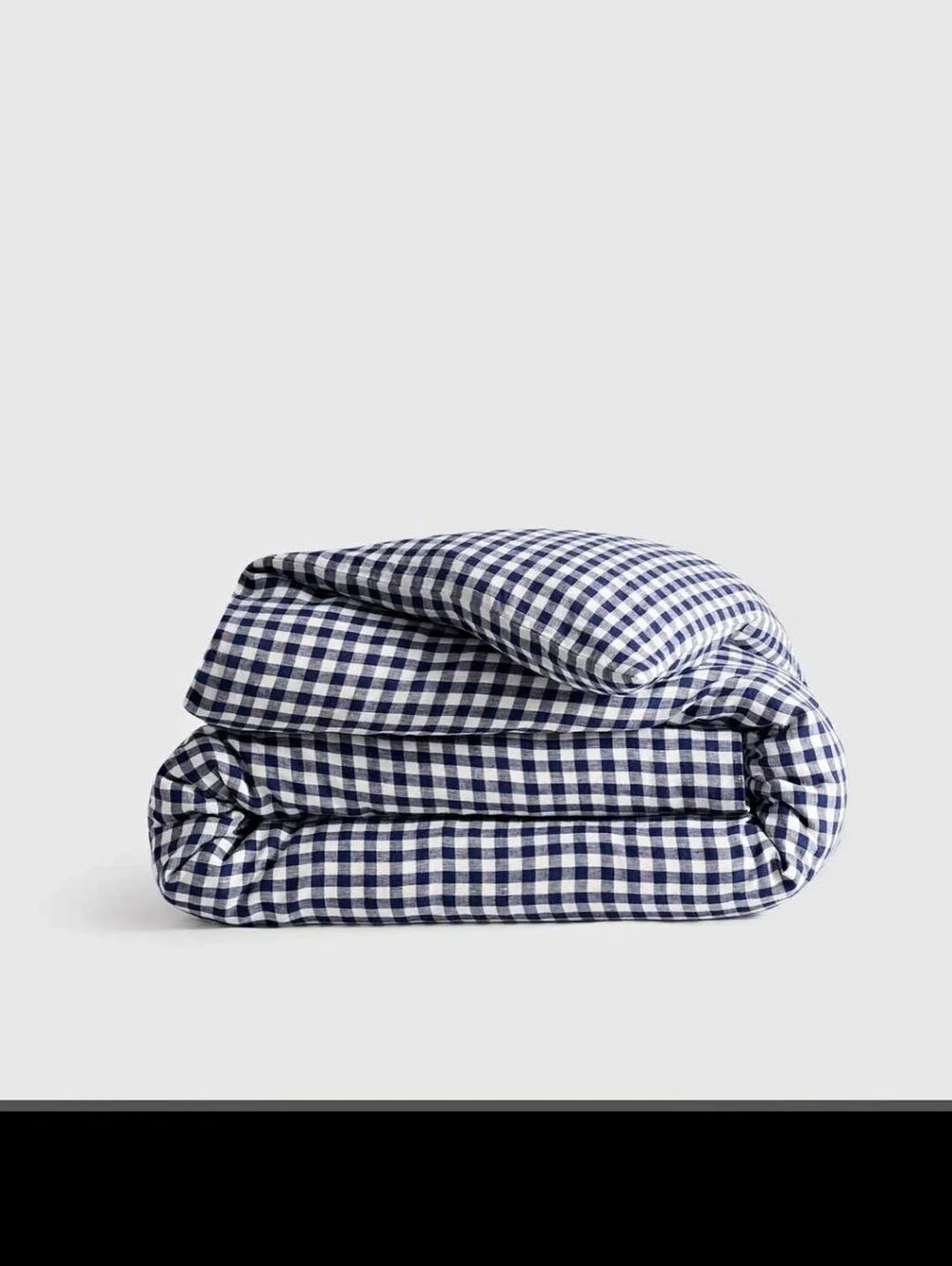 Quince European Duvet Cover - Navy Gingham King Cali 100% Linen